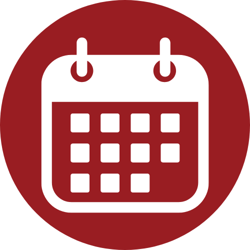 Kalender in einem roten Kreis