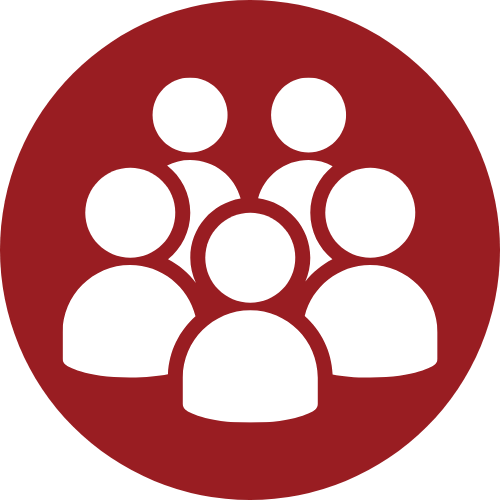 Personengruppe in einem roten Kreis