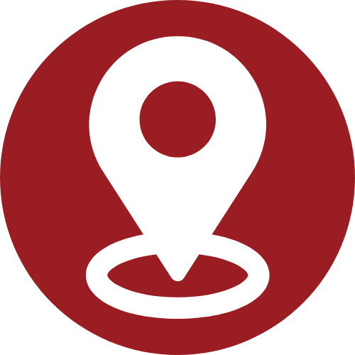 Standortpin in einem roten Kreis