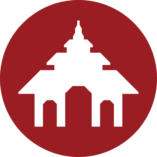 Tempel in einem roten Kreis